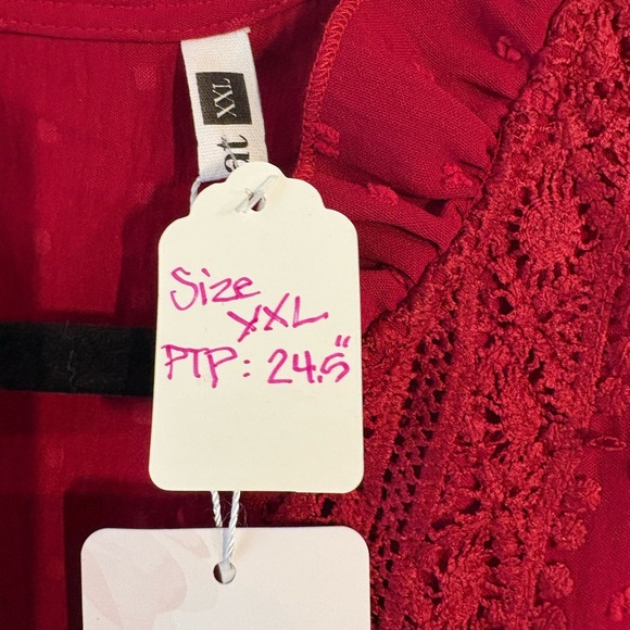 Women's Red Ruffle Top. #2 - Picture 2 of 7